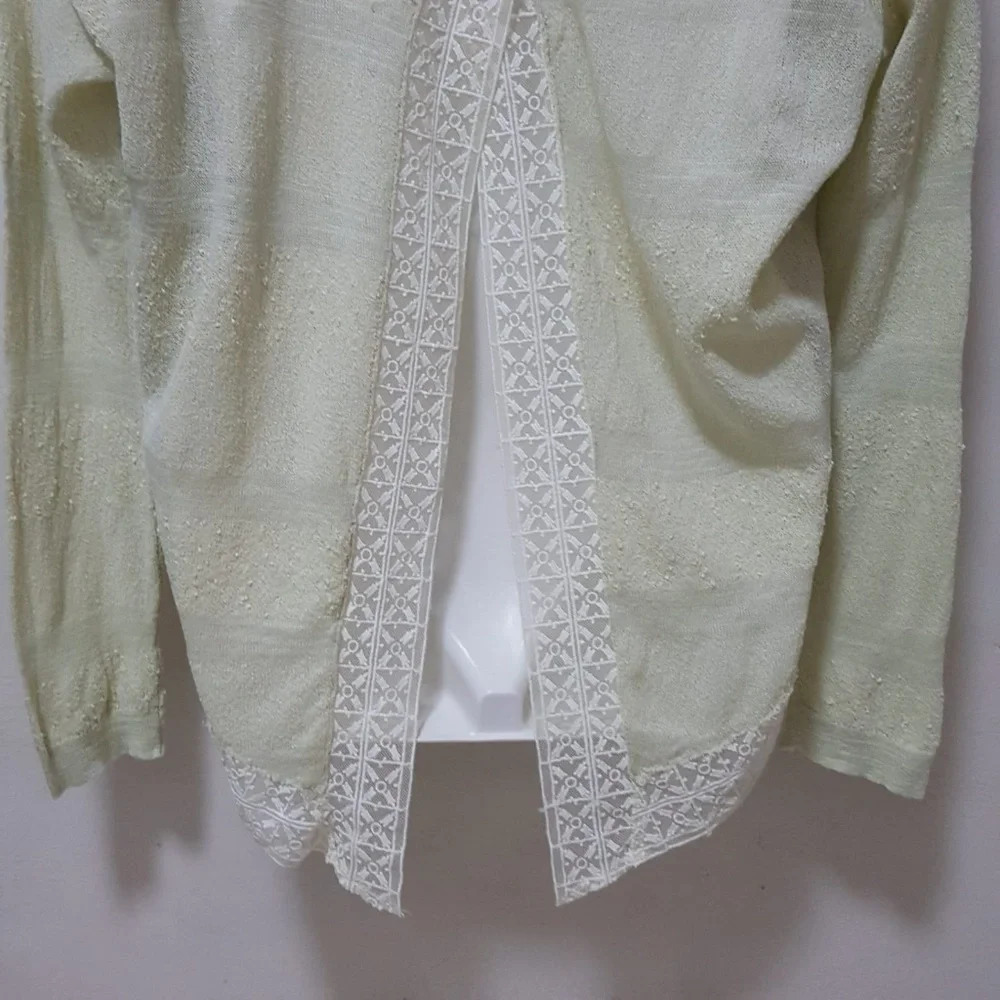 Free People Pebble Dash Embroidered Trim Envelope Back Top Honeydew Knit XS